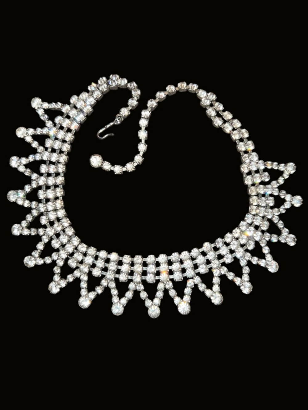 Vintage Rhinestone Crystal Statement Choker Collar Necklace 15” Juliana ?